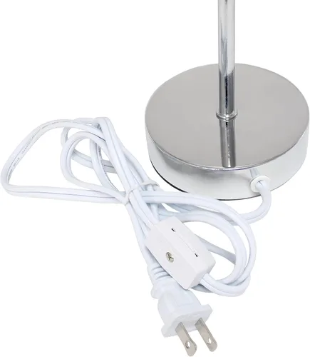 Vista 7 de Simple Designs LT2007-WHT - Mini lámpara de mesa básica cromada con pantalla de tela, color blanco