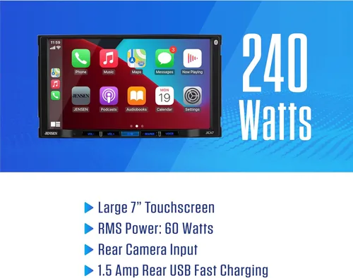 Vista 3 de JENSEN J1CA7 7 pulgadas certificado Apple CarPlay Android Auto Radio estéreo de coche con pantalla táctil doble DIN Llamadas manos libres