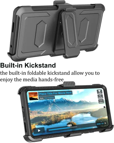 Vista 3 de Takfox Funda para Moto Edge Plus 2023, para Motorola Edge+ (2023) 5G UW, funda con clip para cinturón de cuerpo completo, protección de grado Negro