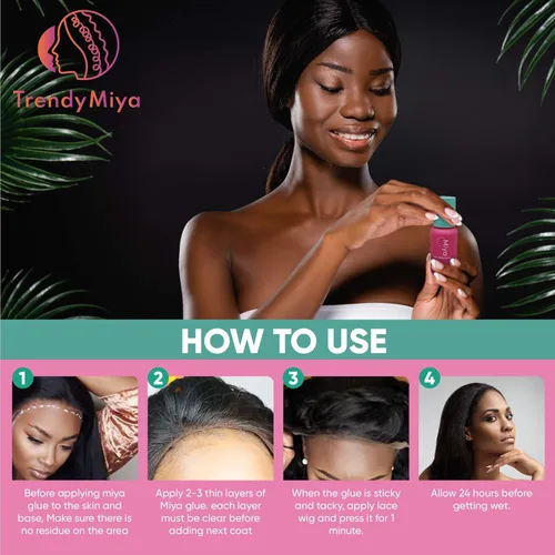 Vista 4 de MIYA - Pegamento para peluca de encaje, pegamento para el cabello, 1.0 fl oz y removedor de 2.0 fl oz para tejido, resistente al aceite y al agua