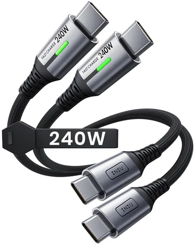 INIU Cable USB C a USB C, cable de carga rápida de 240 W, cable de carga tipo C trenzado, cable de carga de teléfono USBC para iPhone 17, 16 Pro