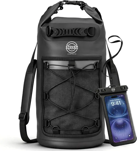 Vista 22 de STOVER 5/10/25/30/40/55L Waterproof Dry Bag- Roll-Top Backpack w/Phone Case- Kayaking, Hiking, Camping, Boating- Men/Women