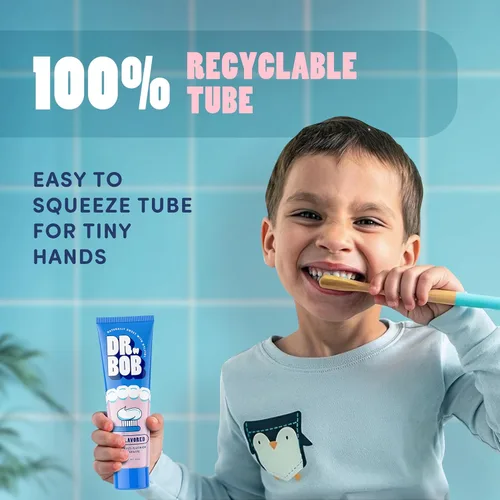 Vista 8 de Dr. Bob Pasta de dientes sin sabor con flúor anticaries para niños, gel de pasta de dientes recomendado por dentistas con xilitol para dientes
