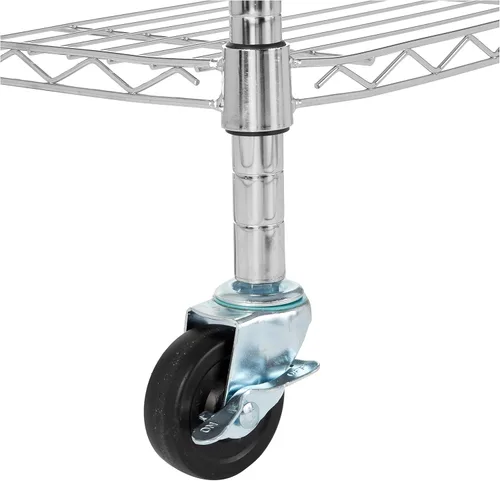 Vista 3 de Amazon Basics - Estantería ajustable de 4 estantes, resistente unidad de almacenamiento con ruedas para fácil montaje, para uso en garaje o cocina