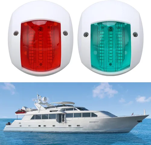 Vista 9 de Luces LED de navegación para barcos, 2 unidades DC 12V-24V luz de señal de yate luz de navegación de barco rojo verde impermeable lámpara de señal