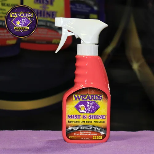 Vista 7 de Wizards Mist-N-Shine - Espray para detalles de alto brillo sin agua de 8 oz - Espray multiusos para limpieza rápida de vidrio, cromo, pintura