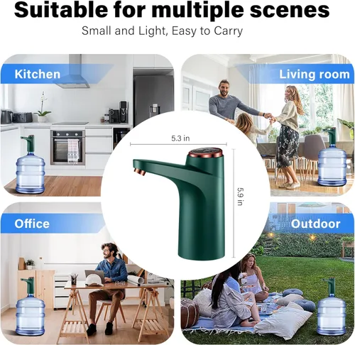 Vista 6 de Bomba de agua eléctrica automática - Recargable universal para jarras de 2, 3 y 5 galones