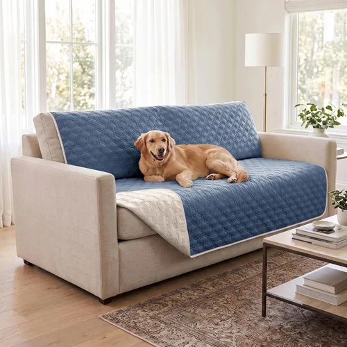 Vista 10 de Manta impermeable para cama, funda reversible para sofá de perro, protector de muebles para mascotas, lavable a máquina, tamaño King