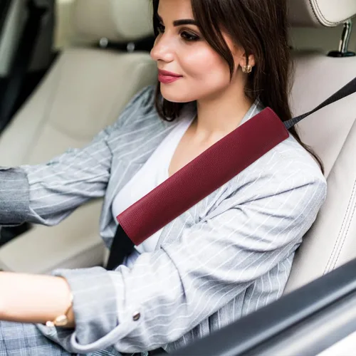 Vista 5 de Fundas para cinturón de seguridad de automóvil para adultos, almohadilla de hombro de cuero suave para cinturón de seguridad, protector de cojín