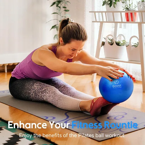 Vista 3 de Pelota de ejercicio pequeña con bomba, mini pelota de pilates de 9 pulgadas con guía de ejercicios, pelota de entrenamiento pequeña