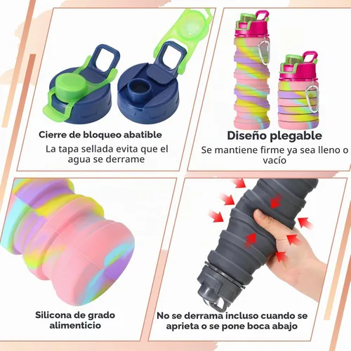 Vista 3 de Sunnyray 14 botellas de agua plegables a granel de 17 oz (500 ml)