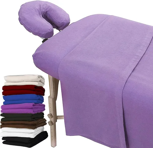Vista 11 de London Linens Juego de sábanas extra gruesas de 3 piezas para mesa de masaje, franela de algodón 100% natural, incluye funda para mesa de masaje
