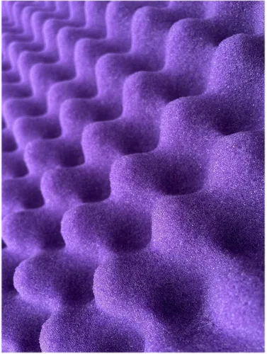 Vista 6 de Paquete de 4 paneles de espuma acústica en forma de huevo morado con forma de huevo de gran tamaño, tablero de espuma absorbente de sonido de 48 x