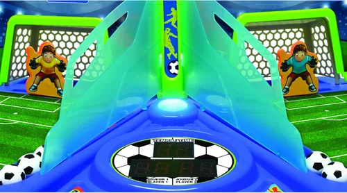 Vista 2 de LEXiBOOK, Juego de fútbol electrónico con efectos de luz y sonido para 2 jugadores, azul/verde, JG945