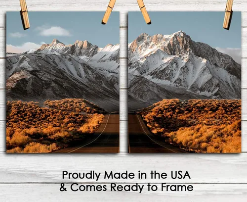 Vista 6 de Scenic Mountain View Abstract Wall Art: Minimalist, Aesthetic & Boho Wall Art for Home, Office, Bedroom & Living Room Decor - Set of 2 Unframed