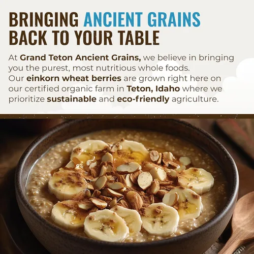 Vista 6 de Grand Teton Ancient Grains - Bayas de Einkorn 100% orgánicas, Farro Piccolo de grado alimenticio premium, bayas de trigo Einkorn, grano Einkorn
