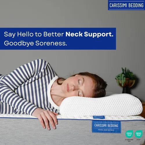 Vista 7 de Almohada de espuma viscoelástica de contorno original con bolsa – almohada cervical ergonómica para el cuello para dormir de lado y boca arriba