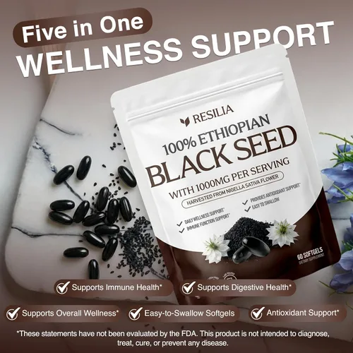 Vista 4 de Resilia Etíope Black Seed Softgels 1000mg por porción