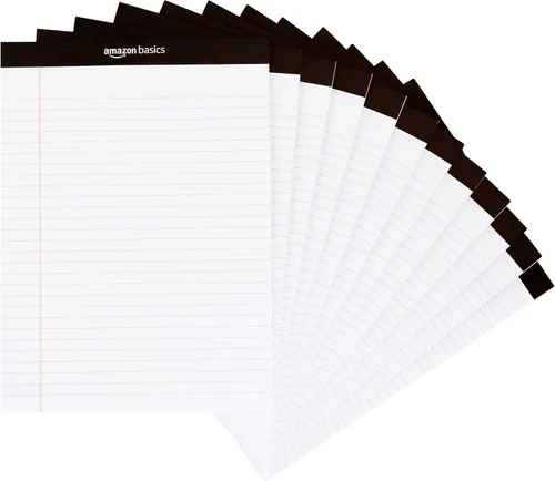 Vista 8 de Yaxa Basics Bloc de notas de escritura con rayas anchas de 8.5 x 11.75 pulgadas, 50 hojas perforadas, paquete de 6, 300 unidades, multicolor