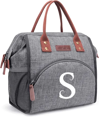 Vista 103 de Lonchera personalizada para mujer, inicial, bolsa de almuerzo aislada reutilizable, lonchera térmica de apertura amplia para adultos, bolsa