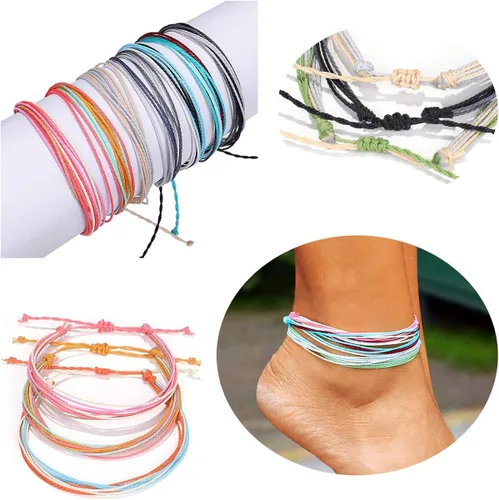 Vista 3 de yfstyle 12 pulseras de verano para surfistas de playa ajustables hechas a mano impermeables trenzadas con cuentas estrella de mar tortuga infinito