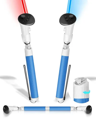 Colelulu VR Game Handle for Meta Quest 3 Controller Accessories, Gorilla Tag Long Arms for Quest 3, 2-In-1 Controller Extension for Beat Saber (Blue)