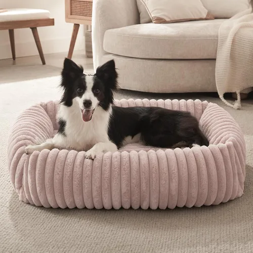 Vista 24 de FURTIME Cama para perros de tamaño mediano, cama ortopédica lavable para mascotas con funda extraíble, rectangular, suave, relajante, para Beige