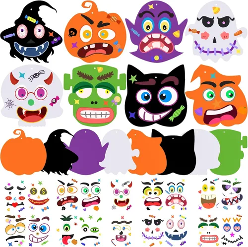 Natonhi Juego de manualidades de Halloween, actividades de Halloween, arte y manualidades de espuma, calabaza, gato, murciélago, fantasma, brujas