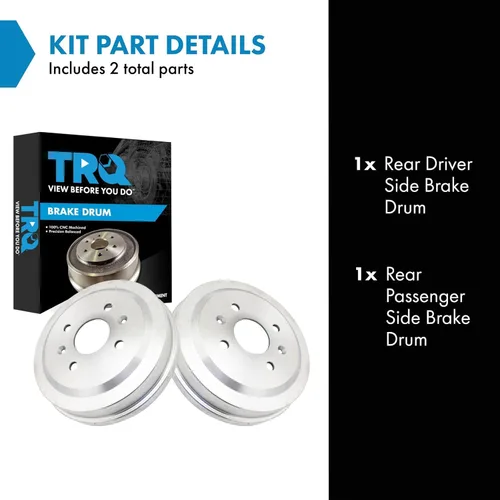 Vista 2 de TRQ Juego de tambor de freno trasero compatible con Chevy Aveo 2005-2011 / 2006-2011 5 2007-2010 Pontiac G3 2013-2019 Spark 2005-2008 Wave