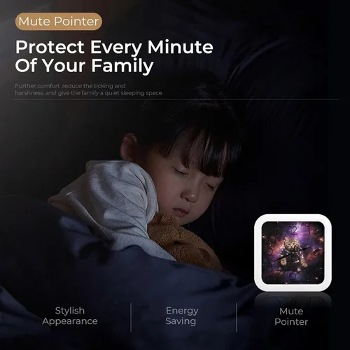 Vista 3 de 10" Square Modern Wall Clock,A Cat in Outer Space Print Kitchen Clocks Wall Battery Operated,Silent Non Ticking Unique Funny Cute Wall Clock for