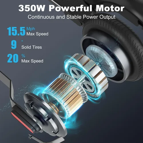 Vista 2 de Caroma Electric Scooter Adults, 350W/500W Motor, Top Speed 20/25 Mph & 30 Miles Range, 8.5" Solid Tires, Cruise Control E Scooter for Adults