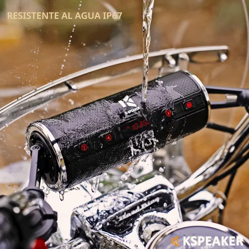 Vista 2 de KSPEAKER Sistema de Audio para Motocicleta Bluetooth Impermeable con Radio, Amplificador Integrado, Reproductor Mp3 de 3 Pulgadas de Metal, Ideal