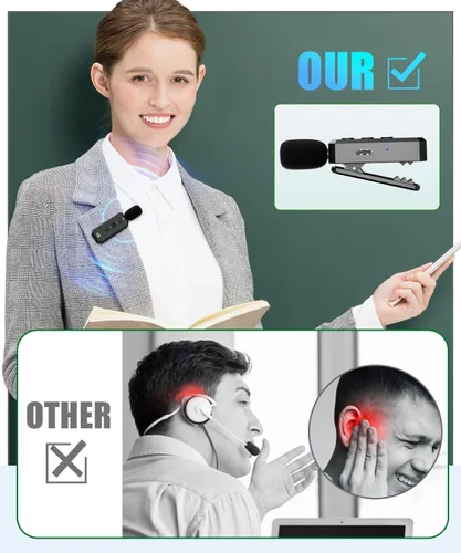 Vista 4 de SHIDU Amplificador de voz de 18 W con micrófono inalámbrico Lavalier, altavoz portátil con micrófono inalámbrico de 2.4 G, sistema PA personal