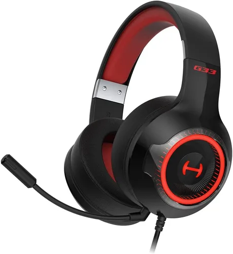 HECATE by Edifier G33 - Auriculares USB para juegos sonido envolvente 71 auriculares sobre la oreja con micrófono desmontable con cancelación de