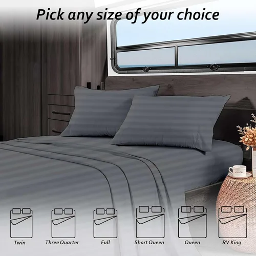 Vista 128 de Juego de sábanas para autocaravana tamaño individual (39 x 75) – 100% algodón egipcio, suave y refrescante, sábana bajera de 16 pulgadas