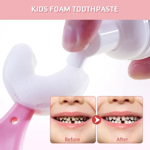 Vista 5 de Pasta de dientes de espuma para niños, enjuague bucal para niños con sabor a fruta - Pasta de dientes para niños pequeños, fórmulas naturales