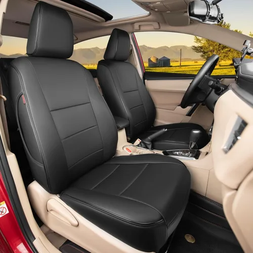 Vista 19 de HKZ Funda de asiento especial personalizada para Toyota Corolla (Beige, 2014-2019 Corolla L LE Eco XLE Sedan)