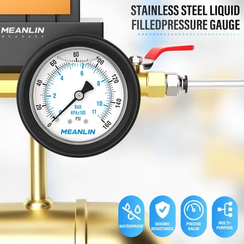 Vista 562 de MEANLIN MEASURE - Vacuómetro de presión de vacío de acero inoxidable, esfera con cara de 2.5 pulgadas, NPT de 1/8 de pulgada, montaje trasero