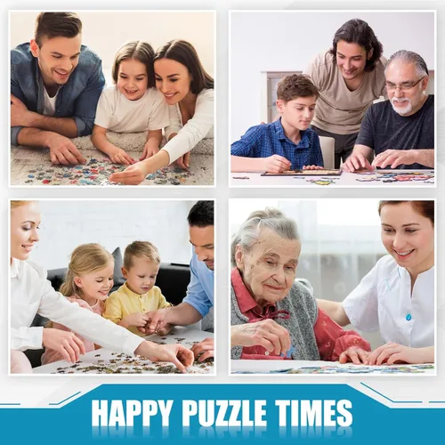 Vista 6 de Bokon Tablero de rompecabezas de fieltro, 2000 piezas, 46 x 31 pulgadas, tapete grande para rompecabezas con 6 soportes portátiles para bandeja