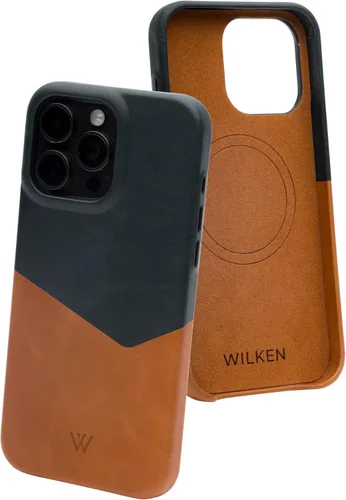 Vista 13 de Wilken - Funda de cuero delgada para teléfono compatible con iPhone 15 Pro, compatible con MagSafe y carga inalámbrica, funda de cuero de primera