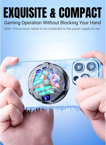 Vista 9 de Enfriador de teléfono magnético para juegos, compatible con series 12, 13 y 14, semiconductor dual, con pantalla LED para teléfono