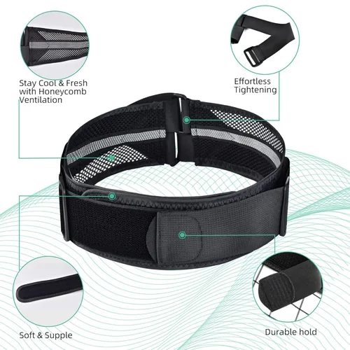 Vista 3 de Cinturón de espalda y cadera sacroilíaca para mujeres y hombres, cinturón estrecho de soporte lumbar de malla transpirable que alivia el dolor