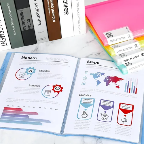 Vista 6 de Smarpau Carpeta de libro de exhibición con fundas de plástico, paquete de 5 libros de presentación de 30 carpetas de arte de bolsillo de 8.5 x 11