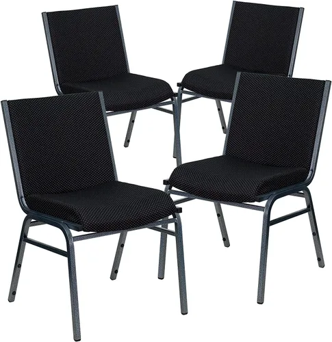 Vista 12 de Flash Furniture HERCULES Series - Silla apilable de tela negra con soporte de pandeo