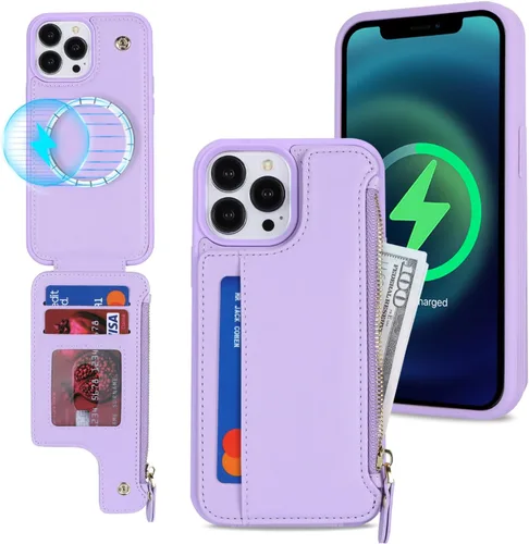 Vista 9 de Cavor Funda para iPhone 14 Pro con tarjetero, funda tipo cartera para iPhone 14 Pro para mujeres y hombres, funda de teléfono para iPhone 14 Pro