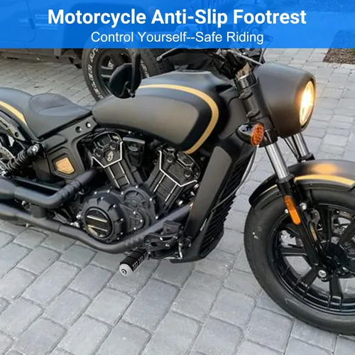 Vista 3 de Estriberas de motocicleta, barra de protección del motor, reposapiés de carretera, con goma acolchada antideslizante, ajuste universal para Harley