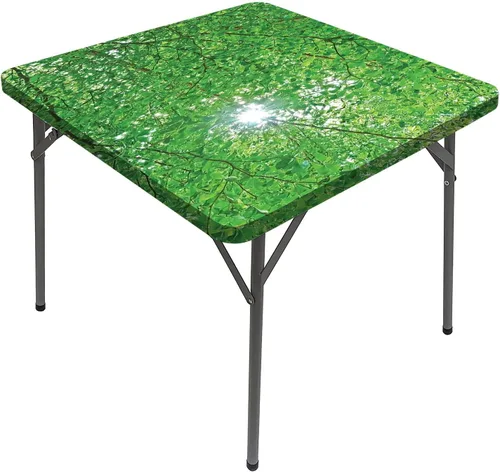 Vista 22 de Mantel cuadrado para decoración de bosque, tapas de invierno aterradoras de los árboles, cubierta cuadrada oscura para mesa de comedor, se adapta a