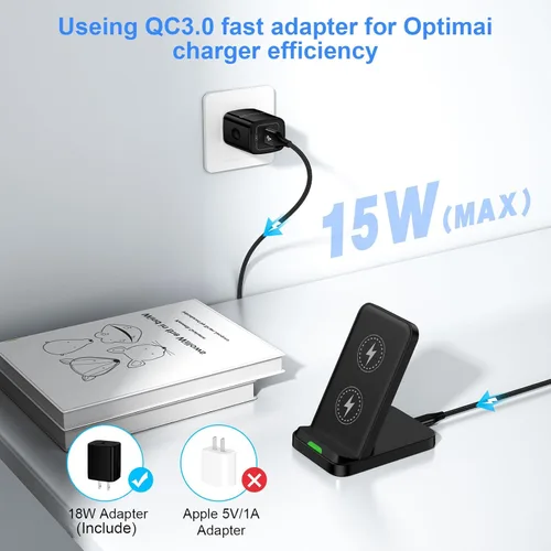Vista 2 de Cargador inalámbrico para Samsung Soporte de carga rápida para Galaxy S26Ultra/S25 Plus/S24FE/S23/S22/S21, soporte de cargador de teléfono