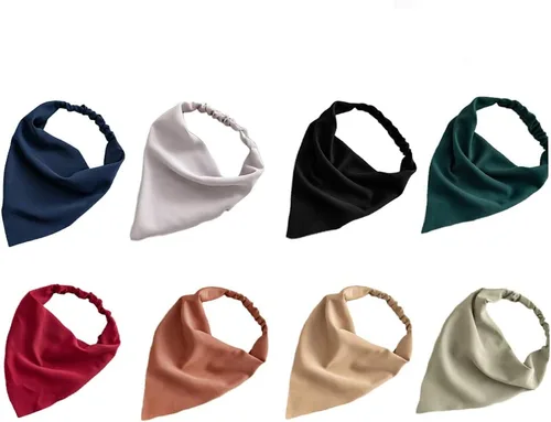 Pañuelo largo para mujer, diadema grande tipo bandana para mujer, bufanda bohemia con pelo 8 colores sólidos a