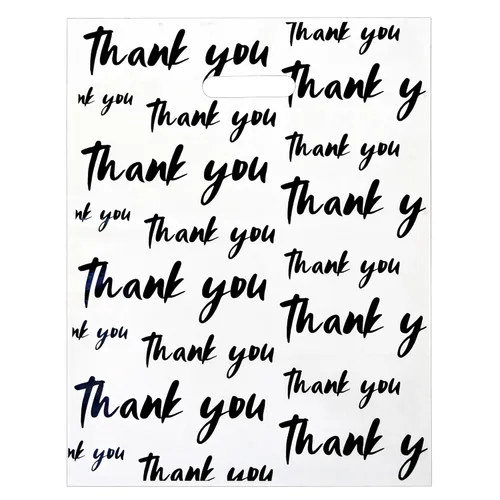 Paquete de 25 bolsas de plástico de alta calidad de 12 x 15 pulgadas de color blanco y negro para pequeñas empresas, bolsas de plástico de grosor